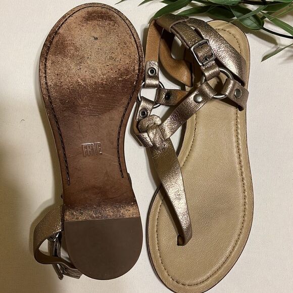 Frye Rachel Womens Open Toe Flat Casual Thong Ring Sandals Bronze Size 8 M - Picture 6 of 6